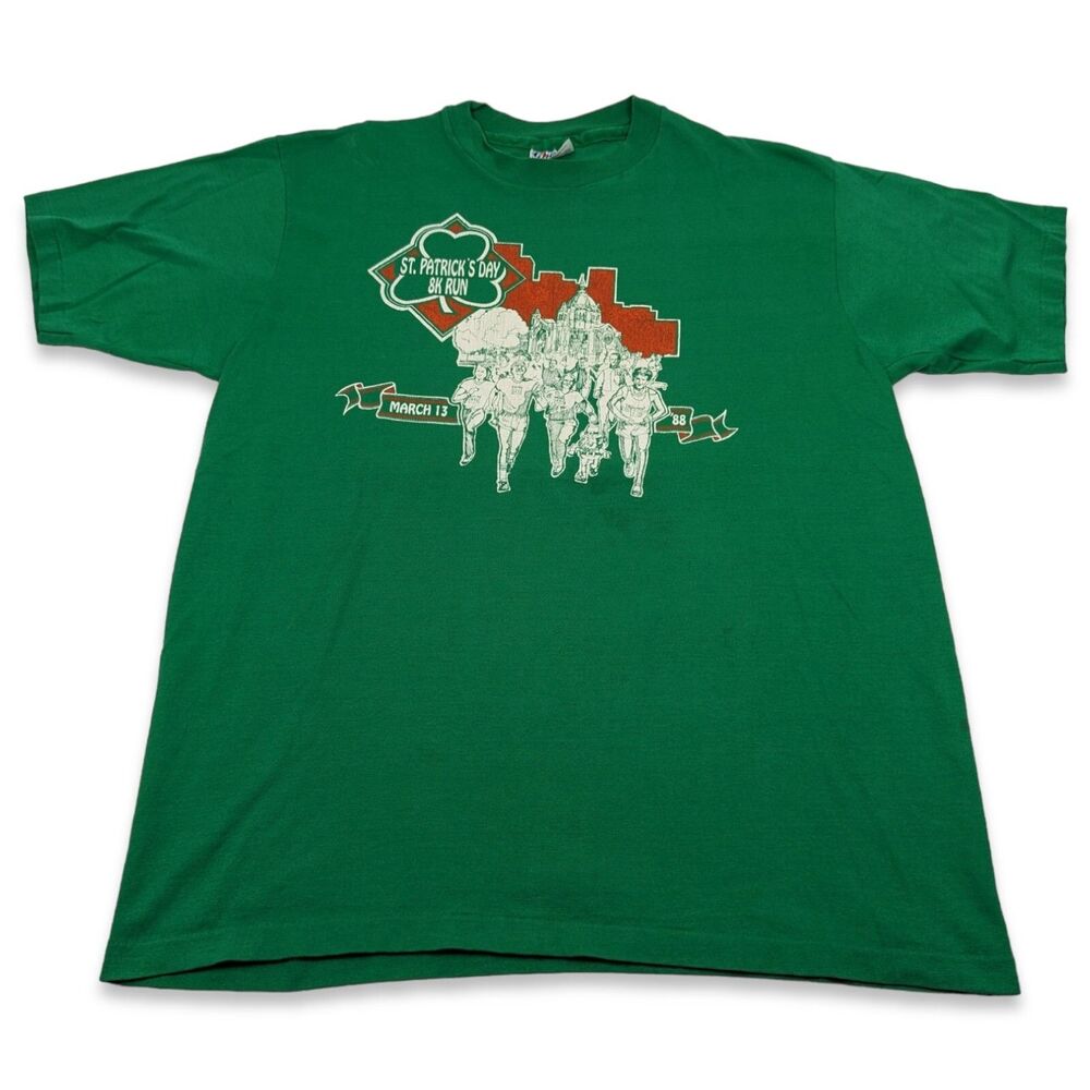 Vintage 80s St. Patrick's Day 8K Run‎ Anoka MN T-Shirt Green Size XL Rare